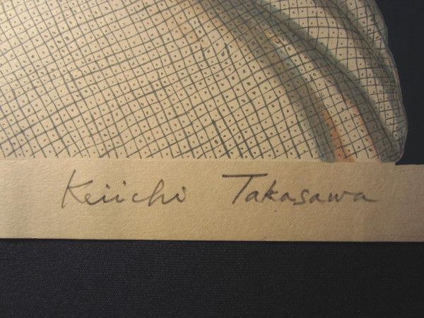 A Huge Orig Japanese Woodblock Print Limit# Pencil Sign Takasawa Keiichi Woman Arranging Har (2)