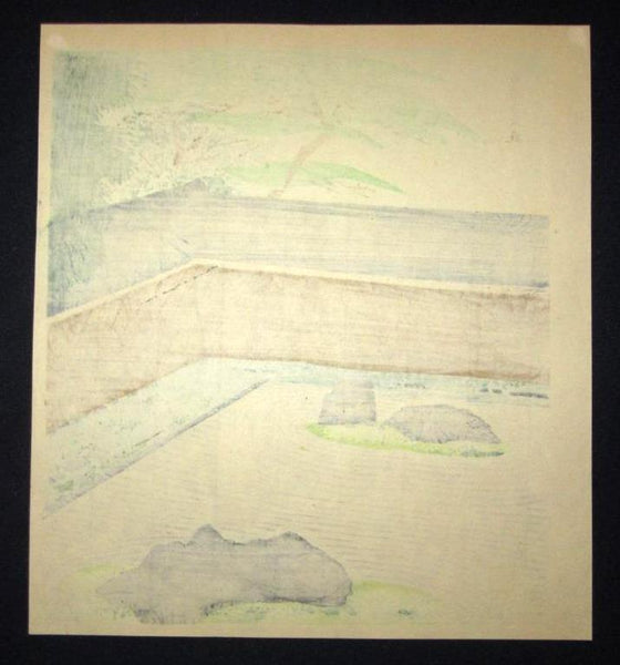 A Great Orig Japanese Woodblock Print Tokuriki Tomikichiro Ryoanji Stone Garden (1) 1960s