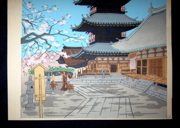 A Great Orig Japanese Woodblock Print Tokuriki Tomikichiro Rakuto Kiyumizu Temple (3) 1960s