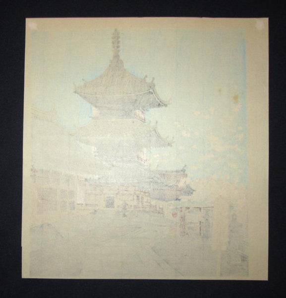 A Great Orig Japanese Woodblock Print Tokuriki Tomikichiro Rakuto Kiyumizu Temple (3) 1960s