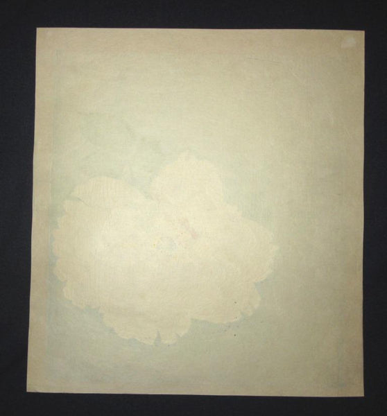 A Great Orig Japanese Woodblock Print Tokuriki Tomikichiro PENCIL Sign & LIMIT NUMBER Original Edition White Peony 1960s