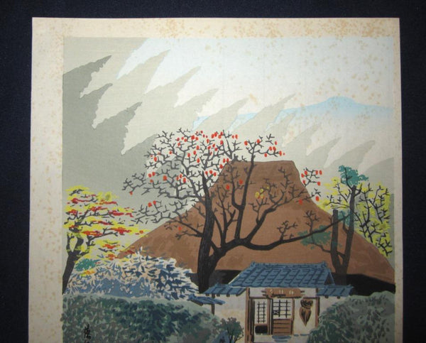 A Great Orig Japanese Woodblock Print Tokuriki Tomikichiro Farmer House (12)