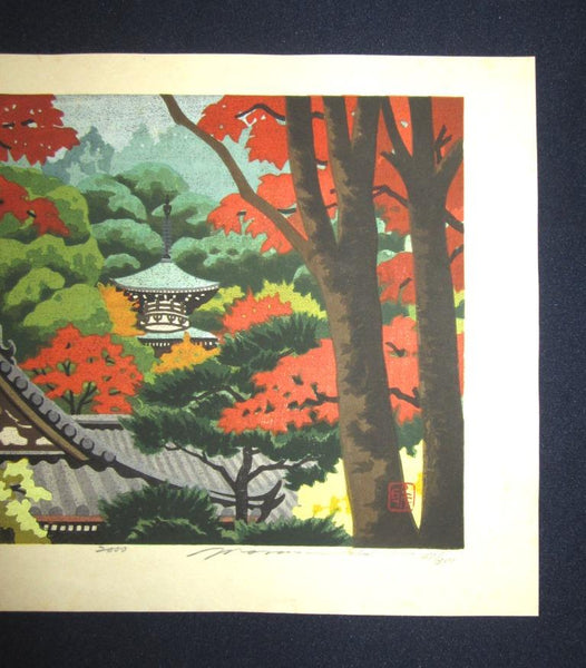 A Great Orig Japanese Woodblock Print Pencil Sign Limited# Masao Ido Eikando 2000