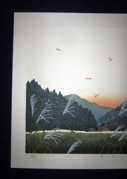 A Great Orig Japanese Woodblock Print Seiji Sano Summer Dragonfly Sky Four Seasons (3)