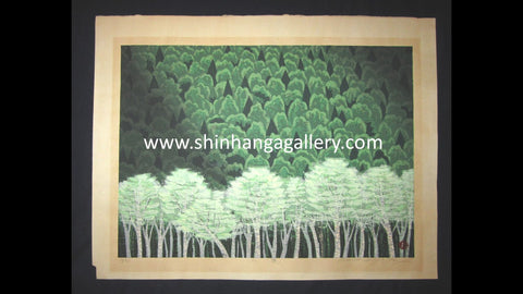 A HUGE Orig Japanese Woodblock Print LIMIT# PENCIL SIGN Hayashi Waichi Mountain Hills
