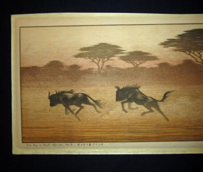 Huge Original Japanese Woodblock Print Toshi Yoshida PENCIL Sign LIMIT# One Day in East Africa