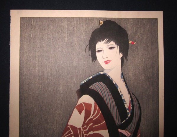 Orig Japanese Woodblock Print Iwata Sentaro Bijin Beauty Flowing Star
