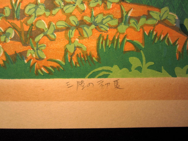 Huge Orig Japanese Woodblock Print Kitaoka Fumio PENCIL Sign Limit# Sanriku Summer