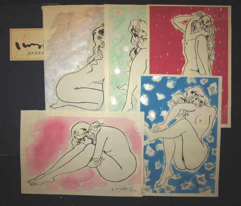 This is a set of Five very beautiful, and special LIMITED-EDITION (Copy is Prohibited) ORIGINAL Japanese woodblock print “Nude Women” signed by the famous Showa Shin Hanga woodblock print master Furusawa Iwami (1912-2000) made in 70s IN EXCELLENT CONDITION.