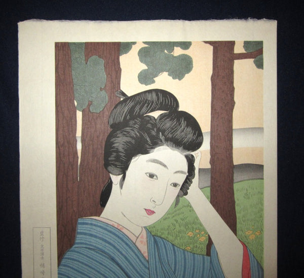 Large Japanese Woodblock Print Hashiguchi Goyo Bijin Beauty