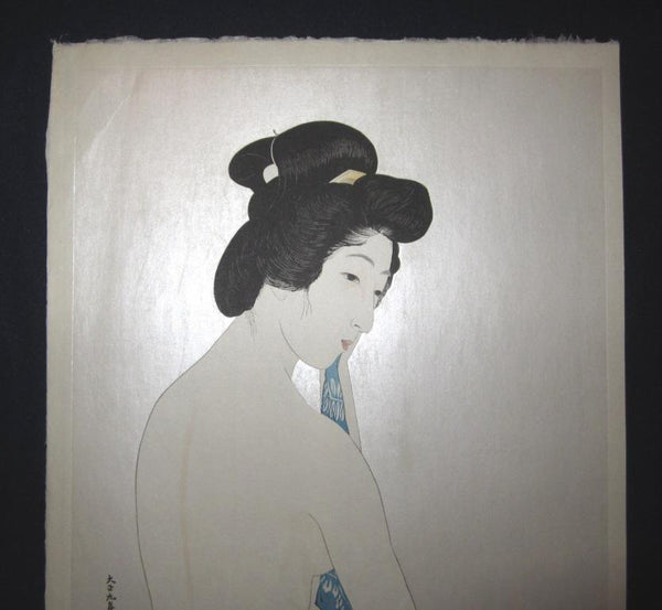 Large Japanese Woodblock Print Hashiguchi Goyo Woman after Bath