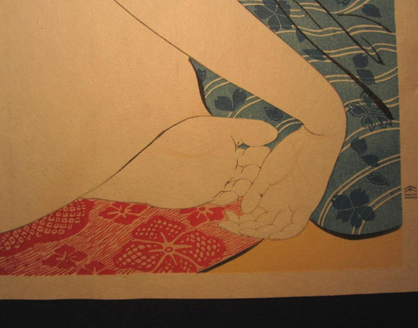 Large Japanese Woodblock Print Hashiguchi Goyo Woman after Bath