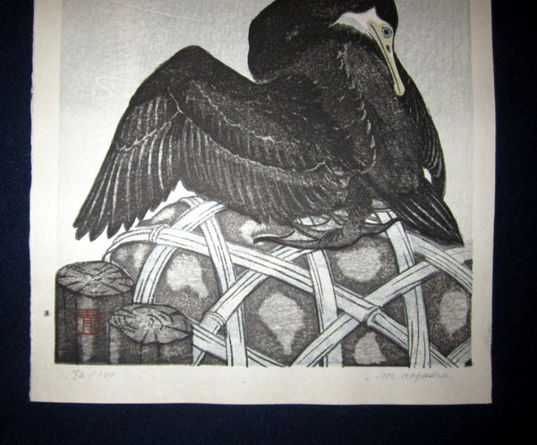 Orig Japanese woodblock print LIMITED# PENCIL SIGN Aoyama Black Albatross