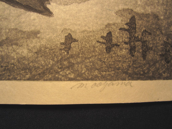 Orig Japanese woodblock print LIMITED# PENCIL SIGN Aoyama Owl