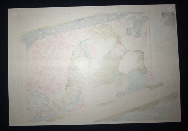 Japanese Erotic  Shunga Woodblock Print In the Boat
