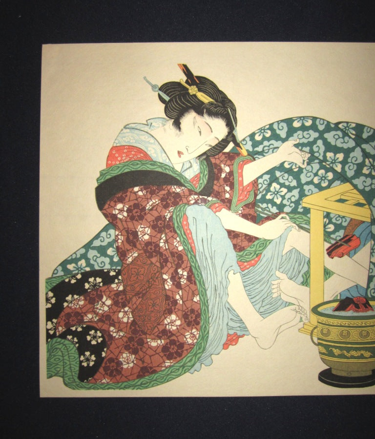 Japanese Shunga Woodblock Print Warm up in Bedroom Shin Gallery
