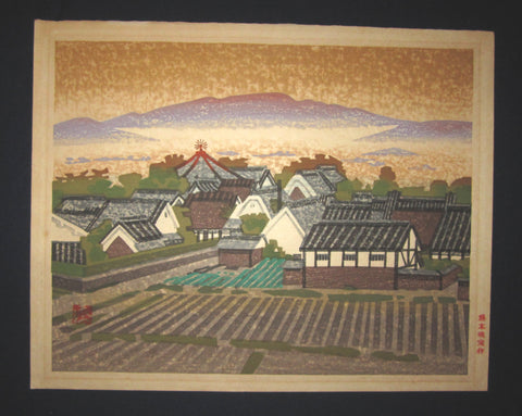 This is a HUGE very beautiful, special and LIMITED-NUMBER (68/80) original Japanese woodblock Shin Hanga print PENCIL SIGNED by the Famous Taisho/Showa Shin Hanga woodblock print master Hashimoto Okiie (1899-1993) made in 1973 IN EXCELLENT CONDITION.  