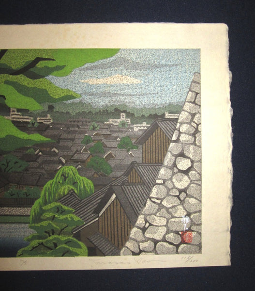 Orig Japanese Woodblock Print Limit# PENCIL Sign Masao Ido Asano River Perspective