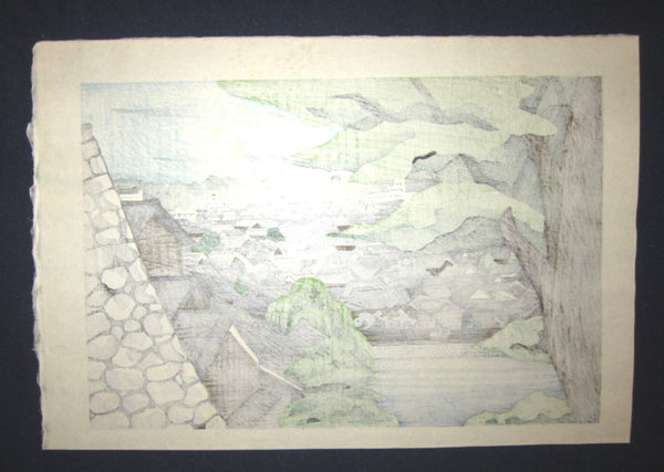 Orig Japanese Woodblock Print Limit# PENCIL Sign Masao Ido Asano River Perspective