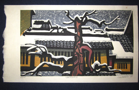 This is a very beautiful, rare and original LIMITED NUMBER (48/100) Japanese Shin Hanga woodblock print “Karasuma“ PENCIL SIGNED by the famous Showa Shin Hanga woodblock master Kyoto Icon Clifton Karhu (1927-2007) made in 1988. 