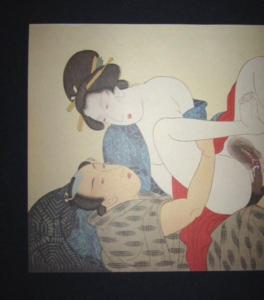 Original Japanese Woodblock Print Erotic Shunga Taisho Era