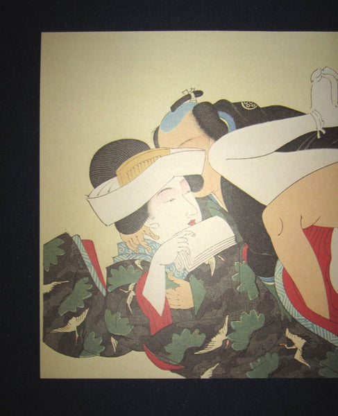 Original Japanese Woodblock Print Erotic Shunga Taisho Era