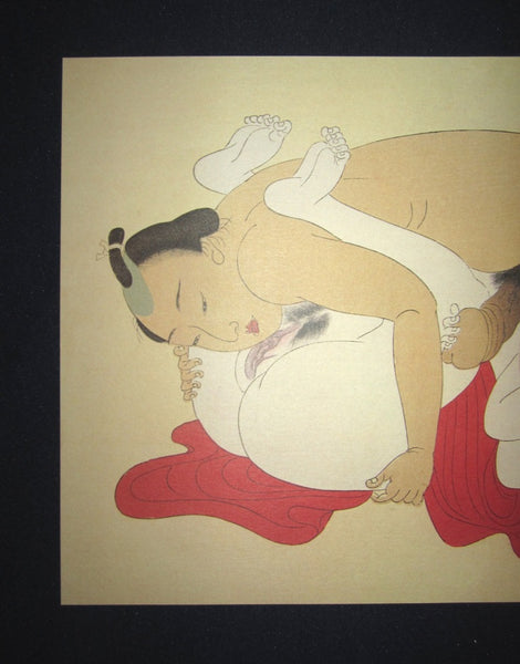 Original Japanese Woodblock Print Erotic Shunga Taisho Era