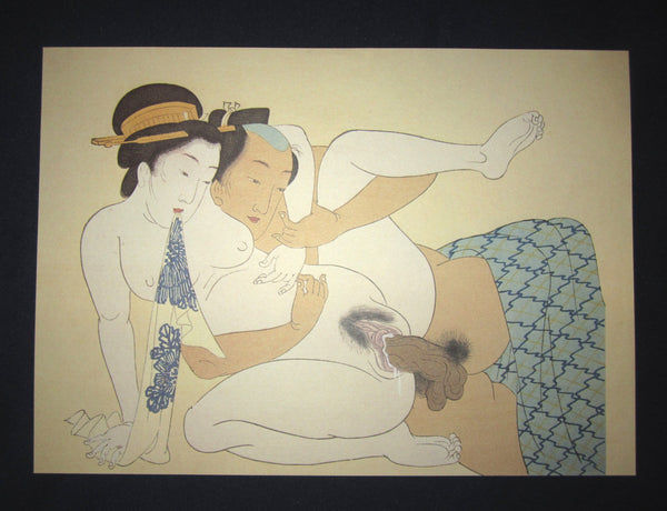 This is a very beautiful and special original Japanese Erotic woodblock print “Shunga” made in Taisho Era (1915-1927) IN EXCELLENT CONDITION.  