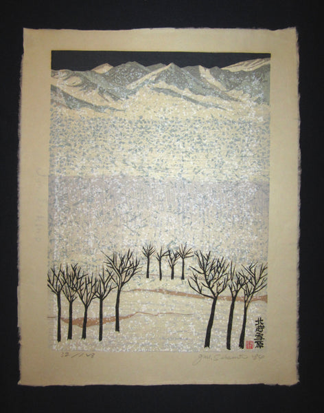 This is a HUGE very beautiful and special LIMITED-NUMBER (32/128) original Japanese woodblock print “Snow Scenery of North Country” PENCIL SIGNED by the Famous Taisho/Showa Shin Hanga woodblock print artist Junichiro Sekino (1914 ~1988) made in 1984 IN EXCELLENT CONDITION.