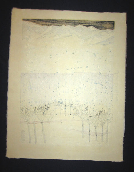 Huge Original Japanese Woodblock Print LIMIT# Pencil Sgn Junichiro Sekino Snow Scenery of North Country