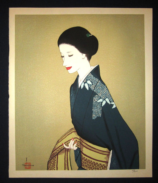 This is a HUGE, LIMITED-NUMBER (29/200), very beautiful and special ORIGINAL Japanese woodblock print “Woman in Kimono” PENCIL SIGNED BY the famous Shin-Hanga woodblock print master Takasawa Keiichi (1914-1984) made in 1970s IN EXCELLENT CONDITION.