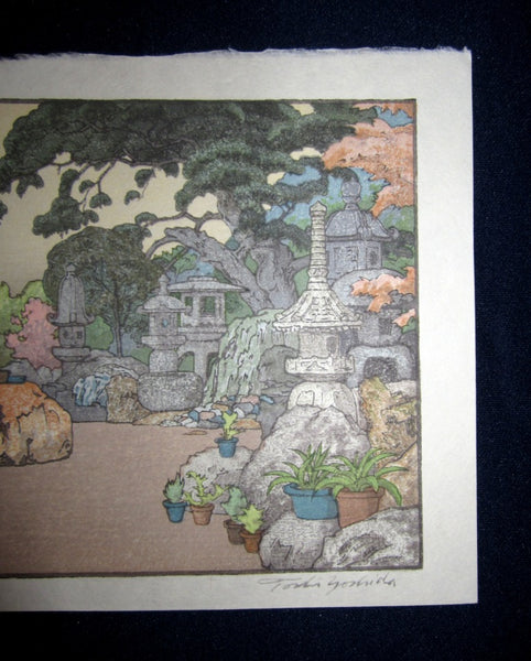 Original Japanese Woodblock Print Toshi Yoshida Stone Lanterns Showa 16 (1941)