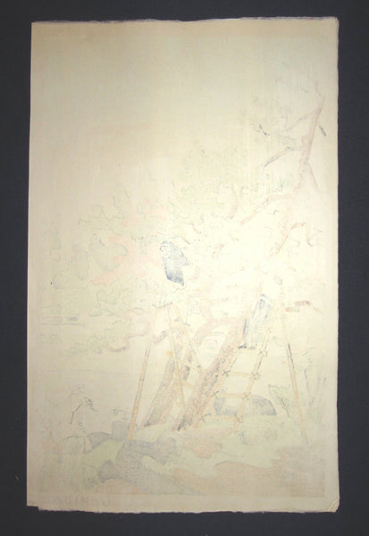 Original Japanese Woodblock Print Shin Hanga LIMIT ED  Kotozuka Eiichi Uchida Mirror Lakeside
