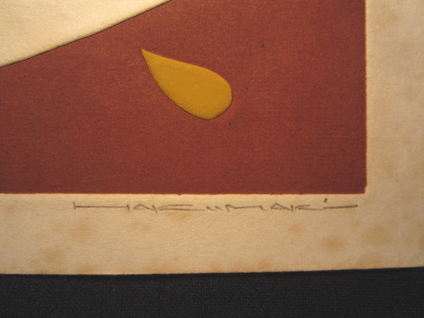 Orig Japanese Woodblock Print Maki Haku LIMIT# PENCIL SIGN Poem 71-17