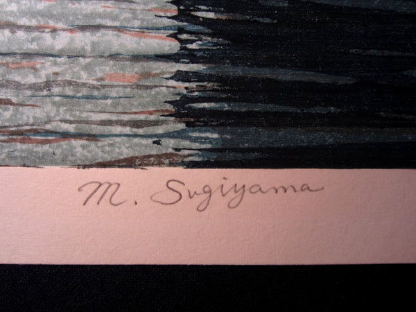 Huge Orig Japanese Woodblock Print PENCIL Sign Limit# Motosugu Sugiyama Sumida River II 1995