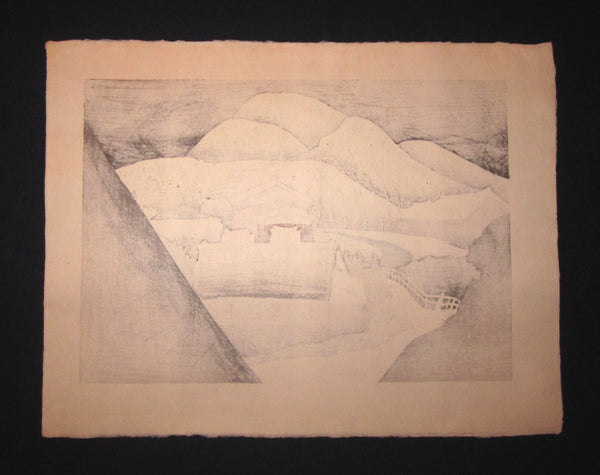 Huge Original Japanese Woodblock Print Junichiro Sekino Kabahara Snow