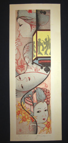 This is a HUGE very beautiful, special and LIMITED-NUMBER (63/175S) original Japanese woodblock print “Maiko, Three Faces” from the rare series “Twelve Beautiful Maikos” PENCIL SIGNED by the Famous Taisho/Showa Shin Hanga woodblock print master Junichiro Sekino (1914 ~1988) made in Showa Era IN EXCELLENT CONDITION.