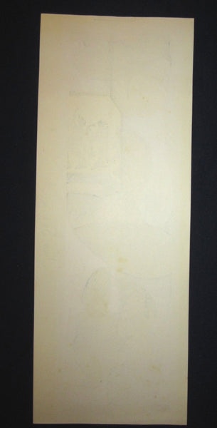 Huge Original Japanese Woodblock Print LIMIT# PENCIL Sign Junichiro Sekino Maiko Three Faces