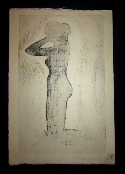 Original Japanese Woodblock Print Kaoru Kawano PENCIL Sign Nude Woman