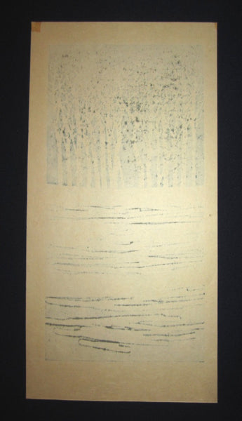 Large Orig Japanese Woodblock Print Fujita Fumio Pencil-Sign Limit# Tree Snow A