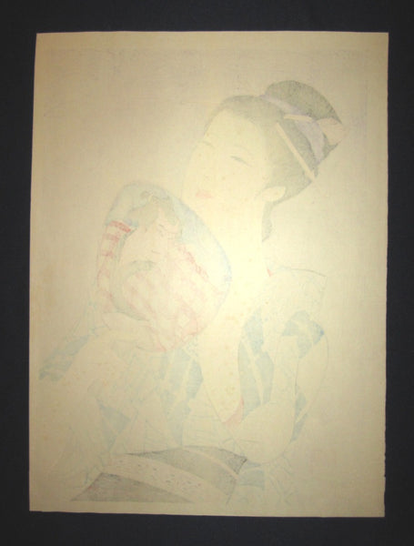 Orig Japanese Woodblock Print Iwata Sentaro Bijin Summer Passion (2)