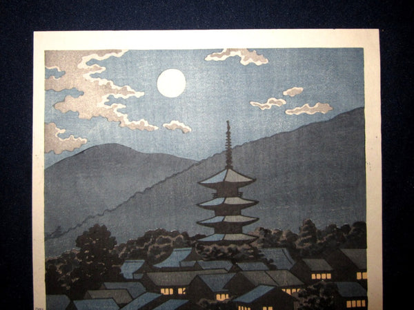 Orig Japanese Woodblock Print Asano Takeji Moon Night Showa 39 (1964)