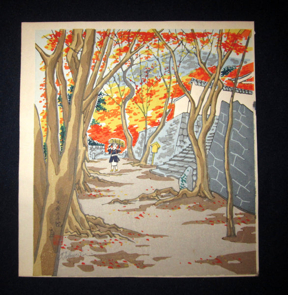This is a very a beautiful and special ORIGINAL Japanese woodblock print “Shinto Shrine” signed by the famous Showa Shin Hanga woodblock print master Tomikichiro Tokuriki (1902-1999) made in 1950s IN EXCELLENT CONDITION.  