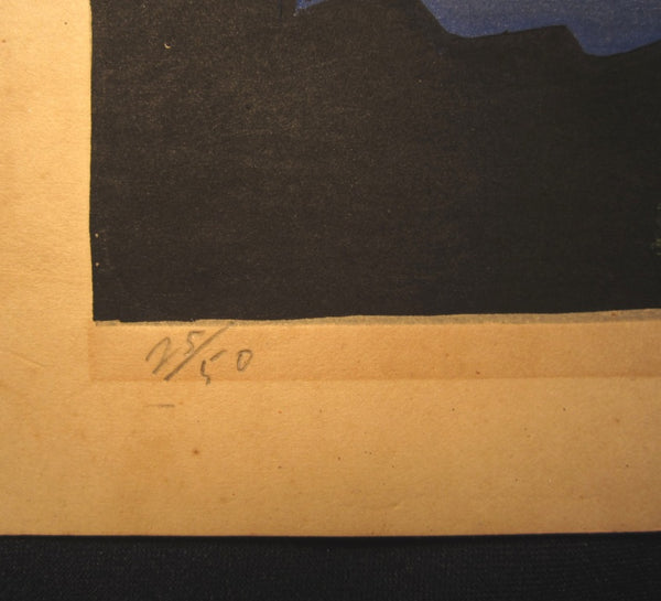 HUGE Orig Japanese Woodblock Print PENCIL Sign Limit# Kitaoka Fumio 1959