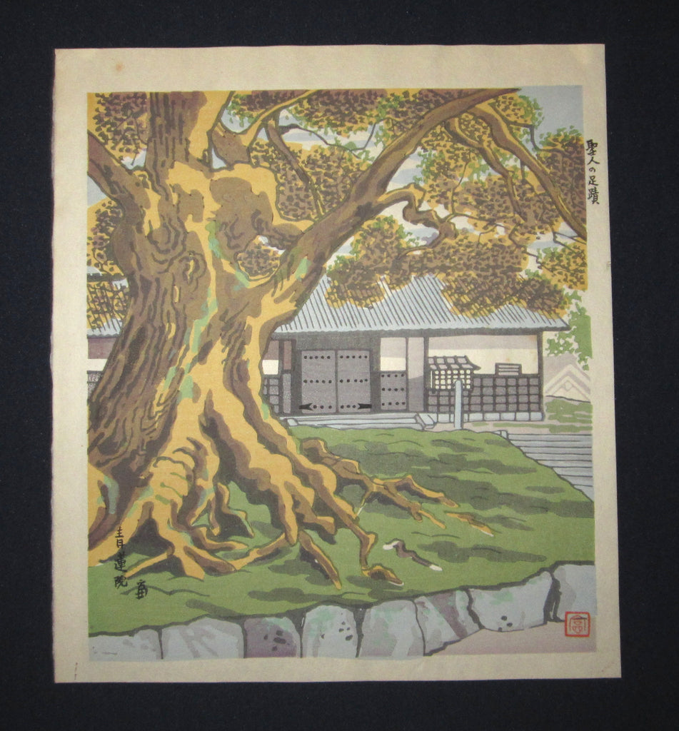 This is a very a beautiful and special ORIGINAL Japanese woodblock print “Shinto Shrine” signed by the famous Showa Shin Hanga woodblock print master Tomikichiro Tokuriki (1902-1999) made in 1950s.