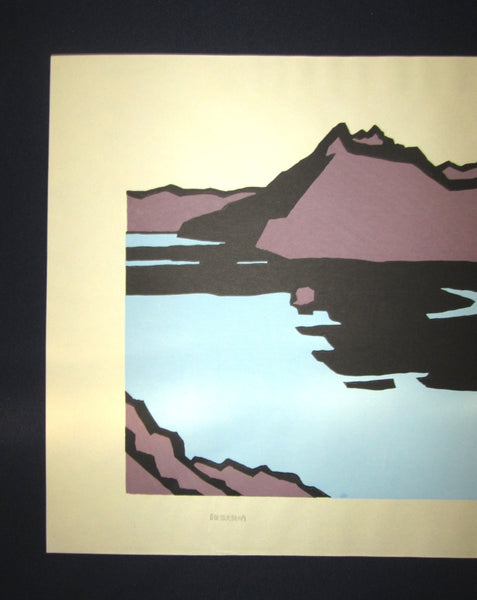 Huge Orig Japanese Woodblock Print LIMIT# Miyata Saburo Lake Suigetsu
