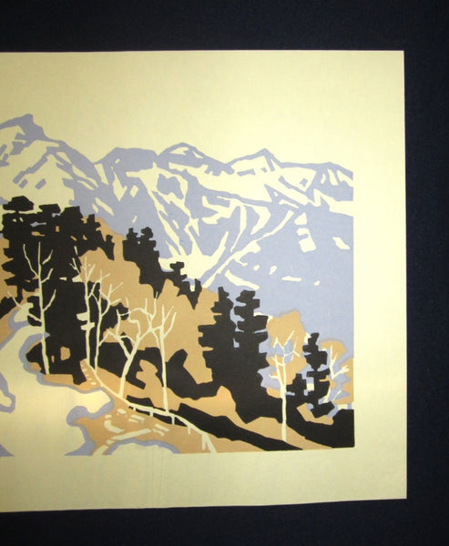 Huge Orig Japanese Woodblock Print LIMIT# Miyata Saburo Snow Mountains