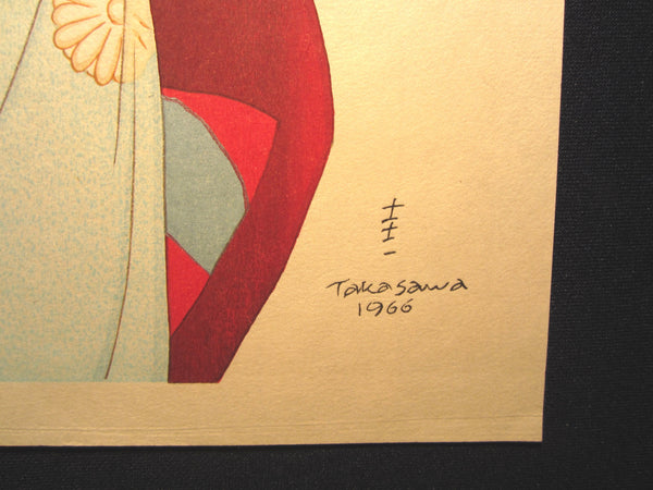 Original Japanese Woodblock Print Takasawa Keiichi Beauty Bijin-ga 1966