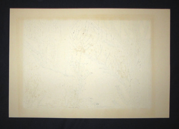 Large Original Japanese Woodblock Print Pencil-Signed Hioshi Nagai Withering in Winter 1972