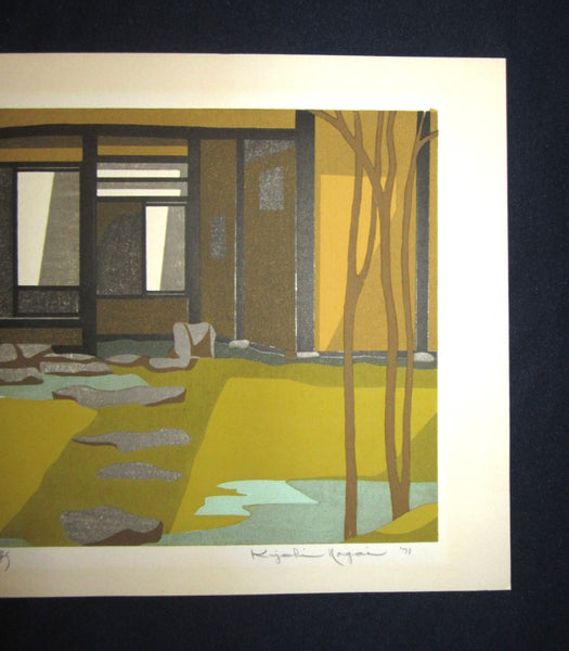 Large Original Japanese Woodblock Print Pencil-Signed Hioshi Nagai Light and Shade  1971